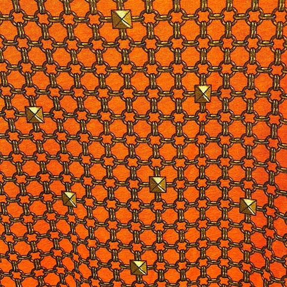 MICHAEL Michael Kors Cap Sleeve Vibrant Orange Chain Pattern Shirt Top *Size S* - Picture 3 of 4